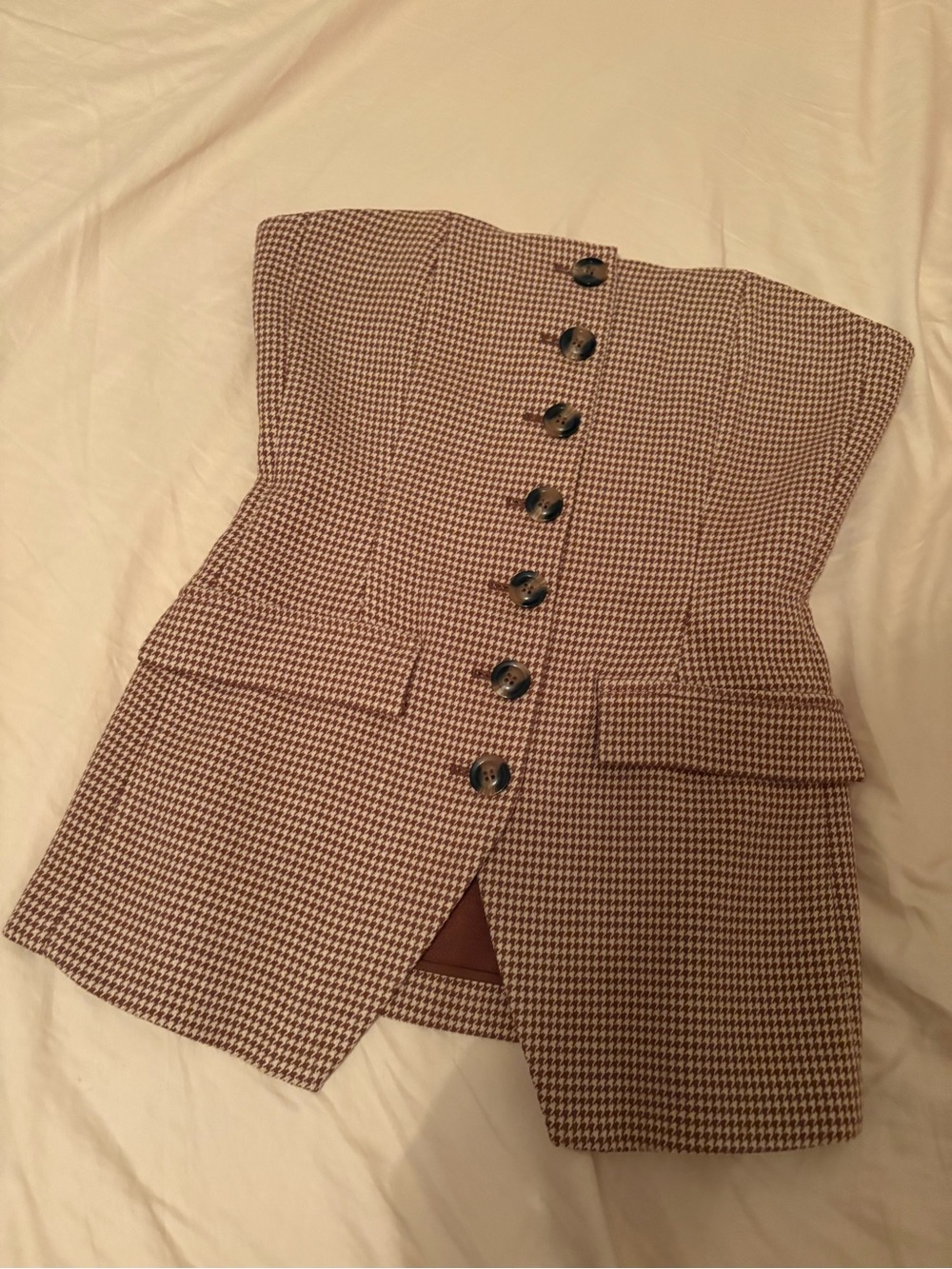 Favorite Daughter Houndstooth Strapless Blazer Vest - Brown/Black